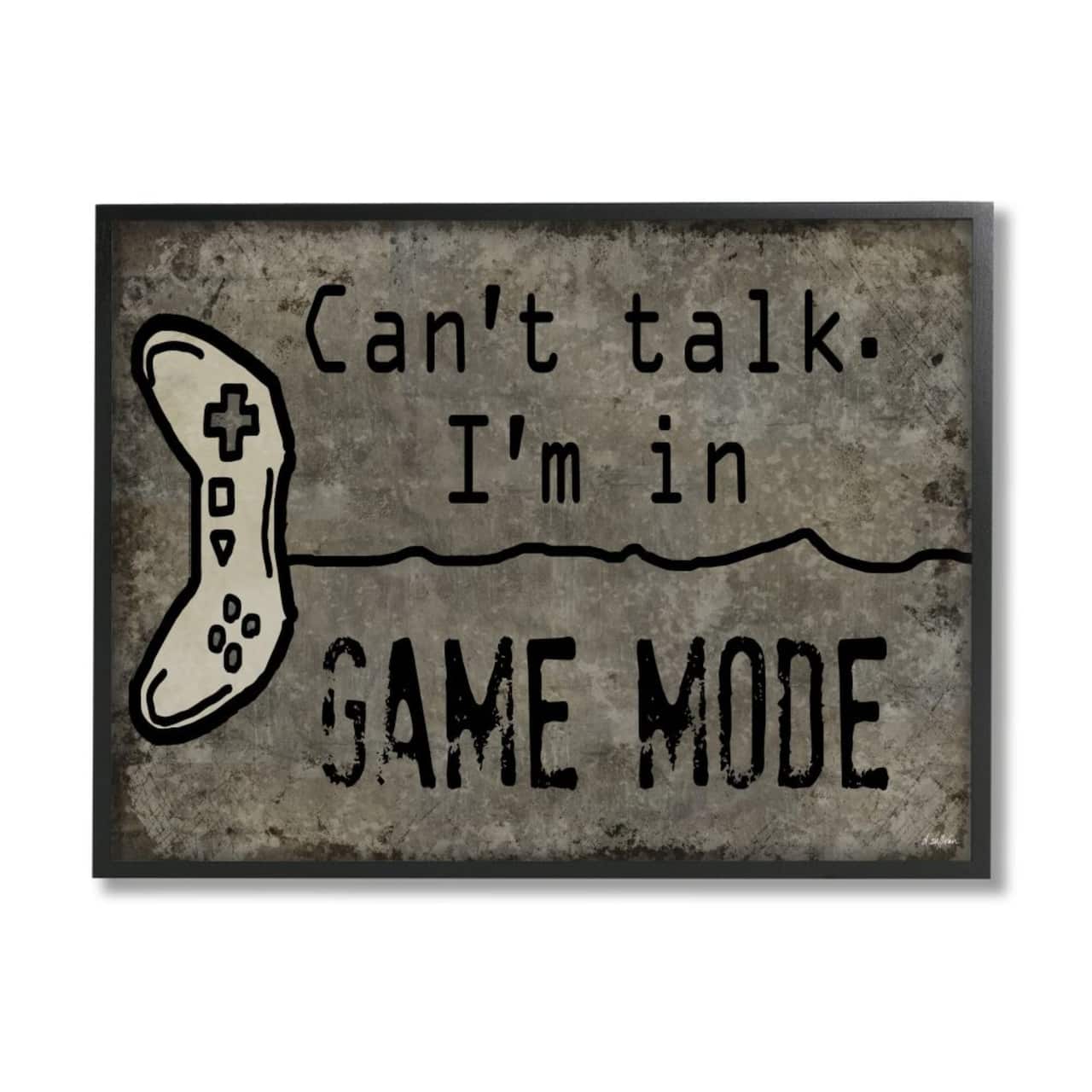 Stupell Industries Can't Talk Game Mode Quote Brown Controller Framed Wall Art